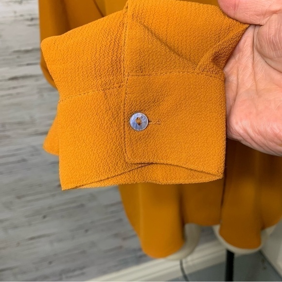 Jacqueline De Yong Rusty Orange Crepe Blouse Mandarin Collar Long Sleeves 36 EU - Picture 10 of 14